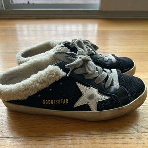 Golden Goose Black Star Shearling-Lined Sneakers